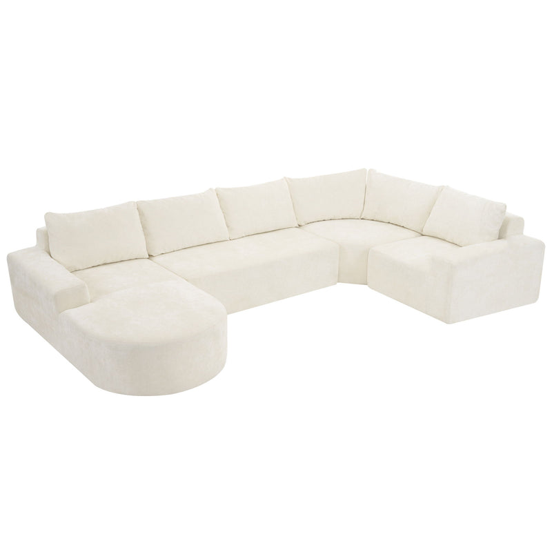 U-Shaped Oversized Modular Cloud Sectional Sofa With Deep Seat For Living Room