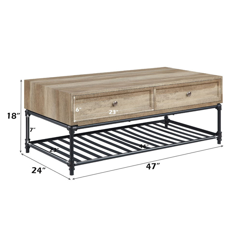 Brantley - Coffee Table - Oak & Sandy Black Finish - Atlantic Fine Furniture Inc