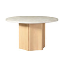 Adalynn - Round Dining Table With Marble Top - Gray Fabric & Weathered Gray Oak