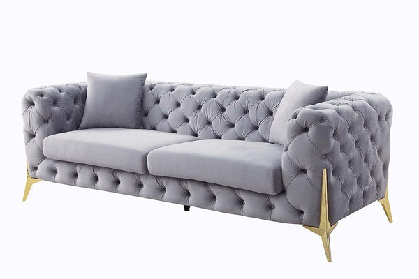 Jelanea - Sofa - Gray Velvet & Gold Finish