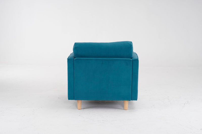 29.5" W Modern Fabric Decorative Chair Armchair Upholstered Reading Chair Single Sofa Casual Club Chair With Solid Wooden Feet And 2 Pillow, For Living Room, Bedroom, Bed Room, Office, Corduroy Fabric - Blue