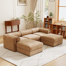 Contemporary Elegant White Chenille Sofa With Storage And Ottoman