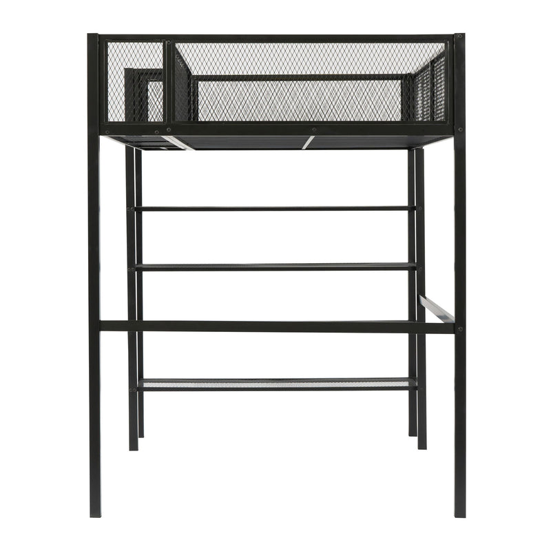 Loft Bed With 4 Tier Shelves And Storage