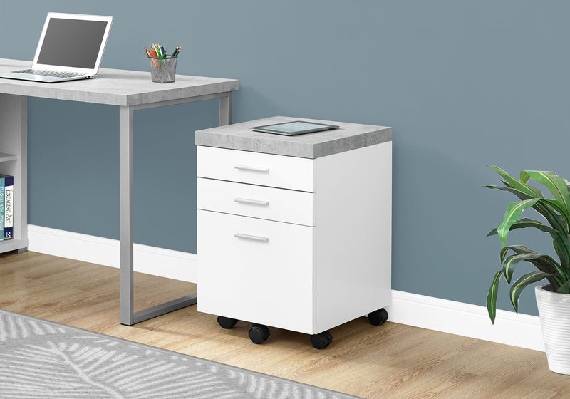 File Cabinet, Rolling Mobile, Storage Drawers, Printer Stand, Office, Cement Contemporary & Modern - White