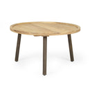 Round Coffee Table With Tray Edge Design - Natural / Black