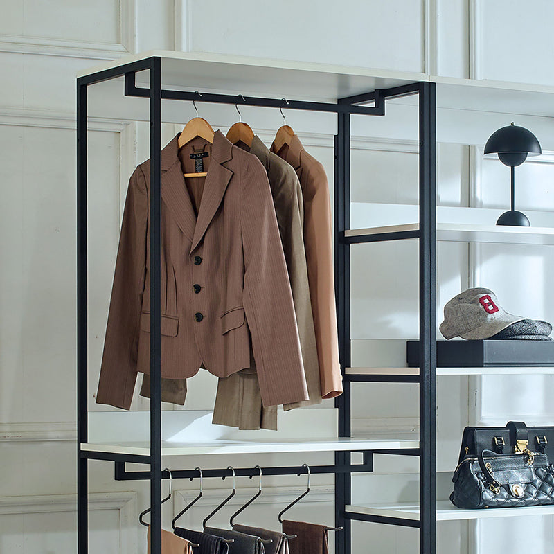 Fiona - Freestanding Walk In Wood Closet System & Metal Frame Melamine - White
