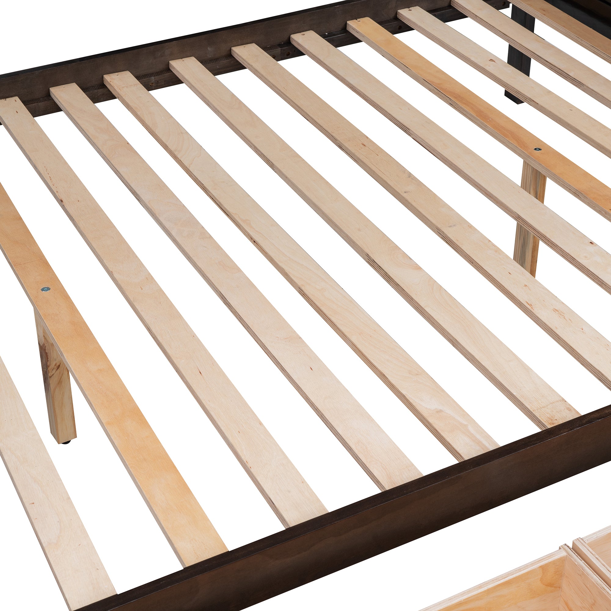 Twin over Full Bunk Bed with Shelfs, Storage Staircase and 2 Drawers, Espresso - Atlantic Fine Furniture Melbourne FL