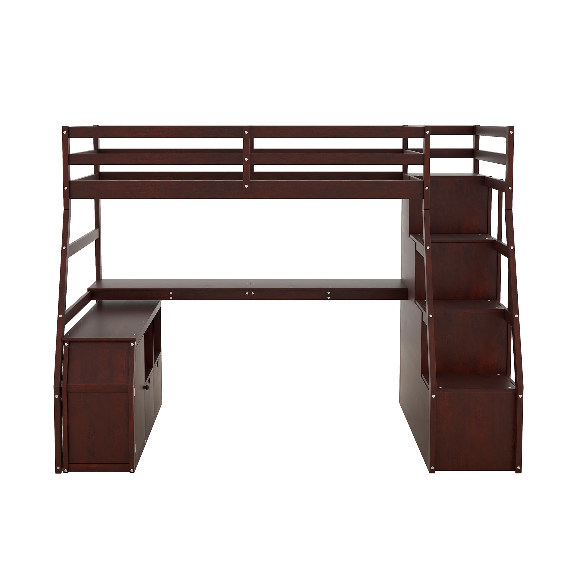 Twin Size Loft Bed with 7 Drawers 2 Shelves and Desk - Espresso - Atlantic Fine Furniture Melbourne FL