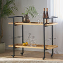 Modern Industrial Bar Cart With Shelving And Casters
