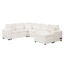 Sectional Sofa Pull-Out Sofa Bed Sleeper With A Storage Ottoman, Three Pillows And Charging Devices For Living Room
