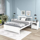 Full Bed with Headboard and Footboard,with 2 Nightstands,White