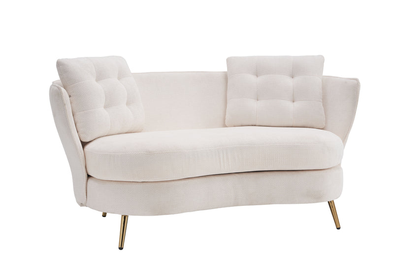 Polyester Fiber Loveseat Sofa Upholstered Couch With Golden Metal Legs Club Two-Seat Sofa For Living Reading Room Bedroom Apartment Small Space Dorm