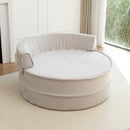 Modern Oversized Round Barrel Accent Chair With Ottoman