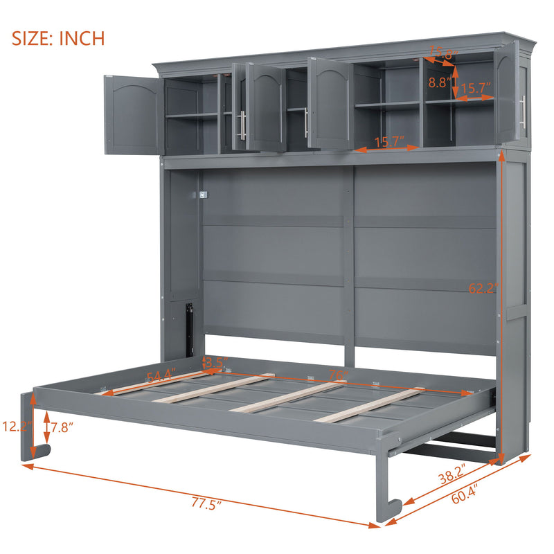 Murphy Modern Bed With Top Cabinets For Space Saving And Comfort