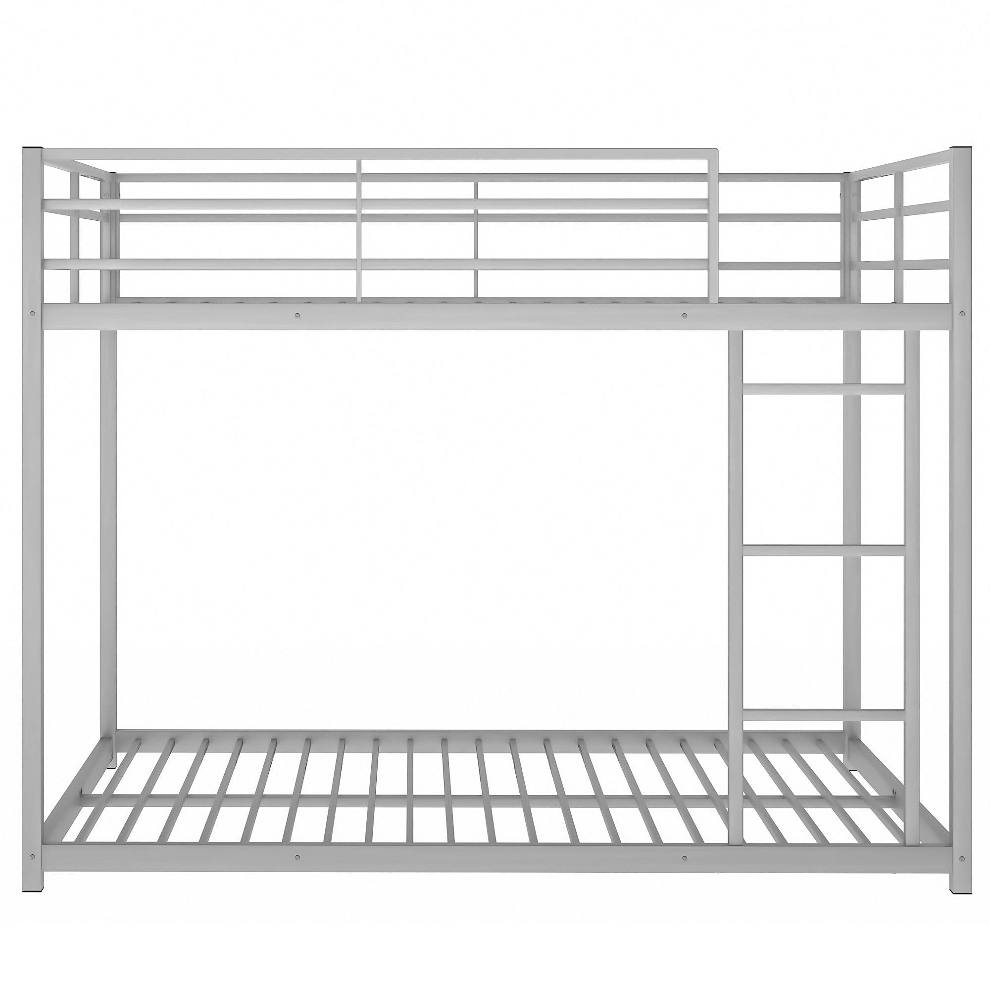 Full over Full Metal Bunk Bed, Low Bunk Bed with Ladder, Silver(Old SKU:MF197034AAN) - Atlantic Fine Furniture Melbourne FL