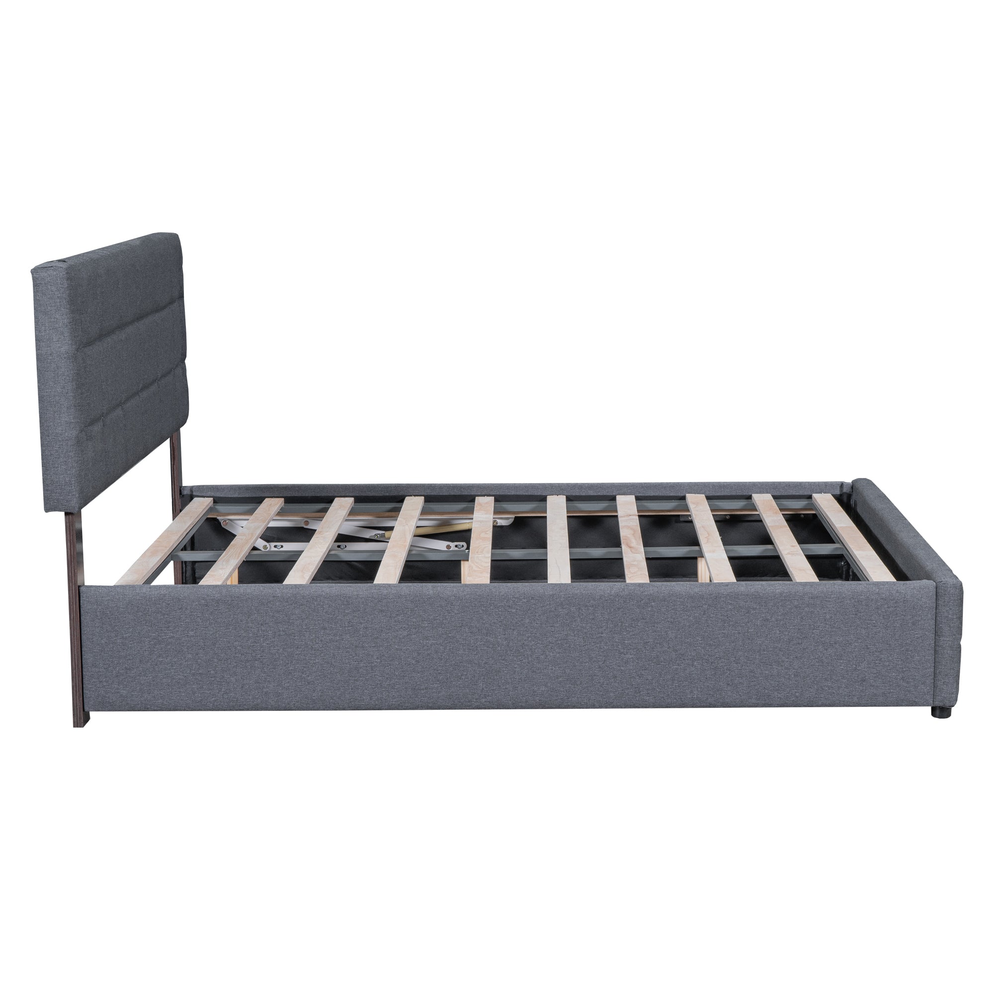 Full Size Upholstered Bed with Hydraulic Storage System and LED Light, Gray - Atlantic Fine Furniture Melbourne FL