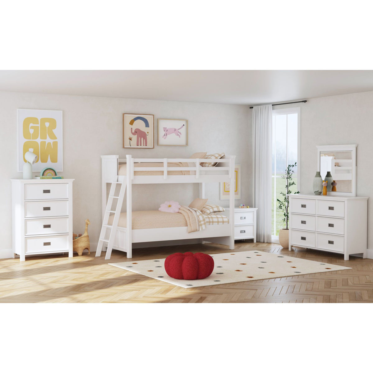 Hampton Kids Bunk With Ladder Bedroom Set in Black by Elements International, view 16