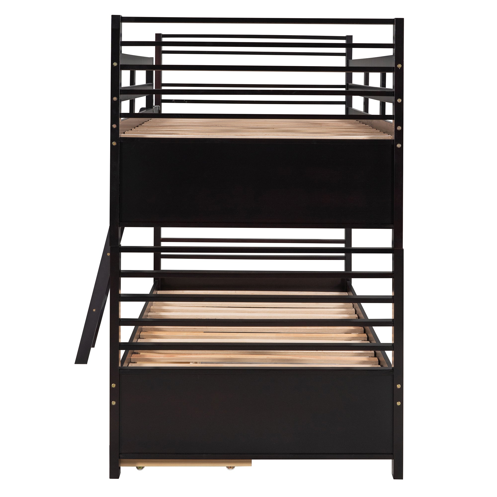 Twin over Twin Wood Bunk Bed with Two Drawers - Espresso - Atlantic Fine Furniture Melbourne FL