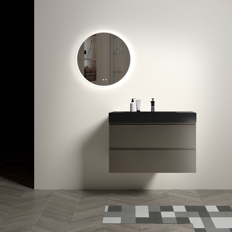 Alice - Bathroom Vanity With Sink, Large Storage Wall Mounted Floating Bathroom Vanity For Modern Bathroom, One-Piece Sink Basin Without Drain And Faucet