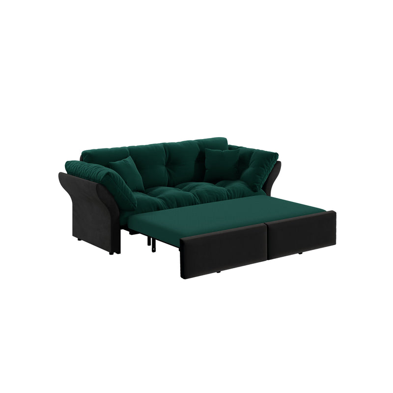 Queen Pull Out Sofa Bed, 3 In 1 Convertible Sleeper Tufted With 2 Soft Pillows