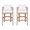 Modern Matera Barstool (Set of 2) With Wraparound Back And Rope - Teak / Beige