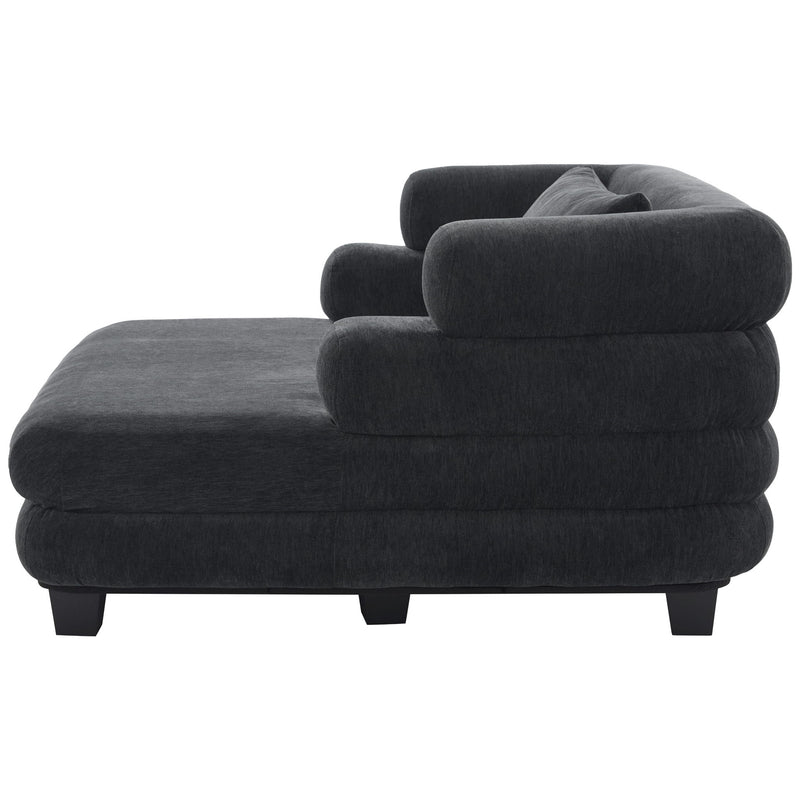 Oversized Chaise Lounge Sofa Bed With Deep Seat And Layered Armrests