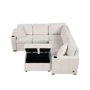 Sectional Sofa Convertible Pull-Out Sofa Bed With A Movable Storage Ottoman For Living Room