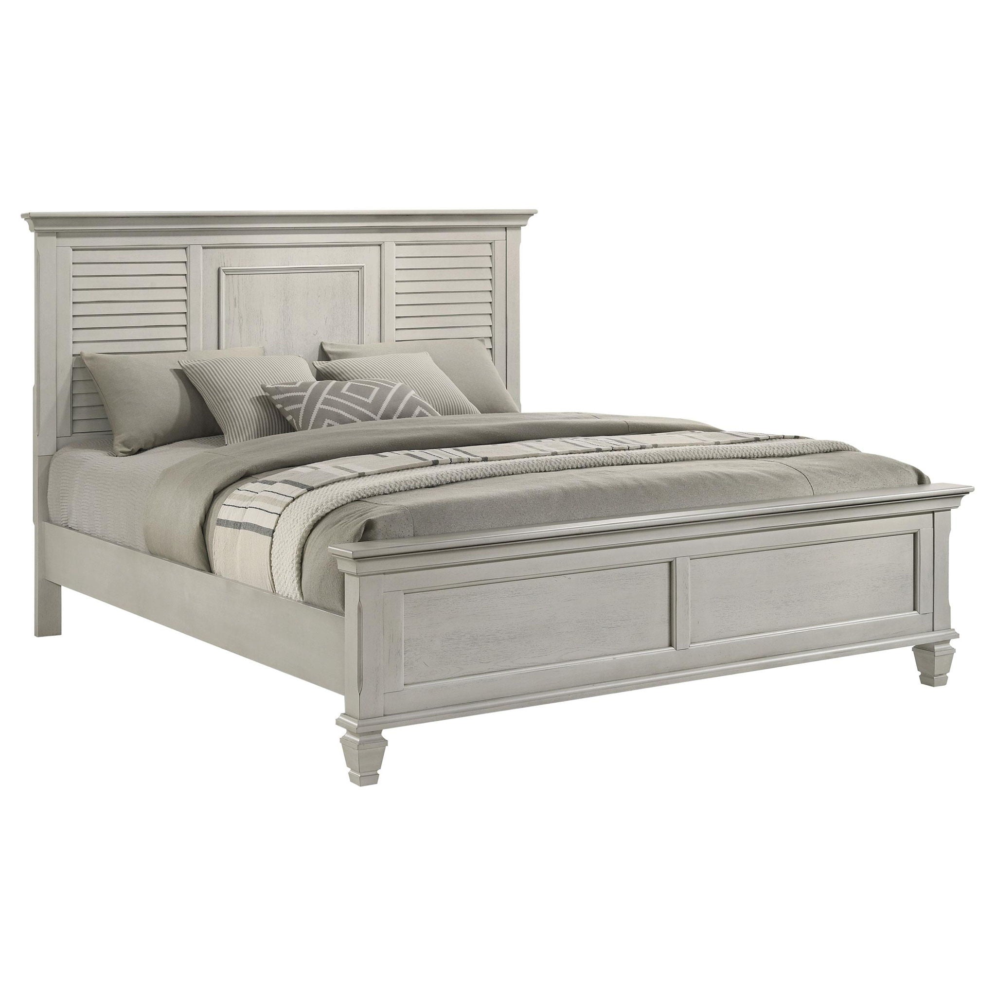 Franco Wood Eastern King Panel Bed Distressed White