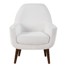 Prince - Mid Century Boucle Arm Chair With Solid Wood Legs - White