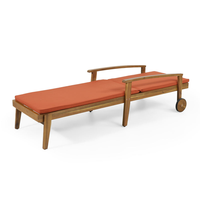 Jason - Black Chaise Lounge Adjustable Acacia Wood Outdoor Furniture