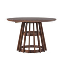 Round Dining Table With Pedestal Base - Brown