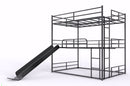 Twin Size House Loft Bed With Slide And Ladder - Black