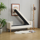 Wide Corduroy Storage Soft Bench With Armrests, Backrest And Two Bolster Pillows