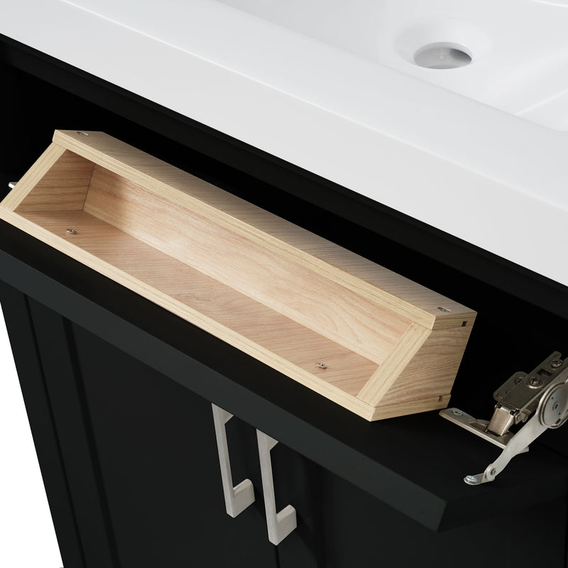 Bathroom Vanity Cabinet With Resin Integrated Sink - 2 Drawers, 3 Doors