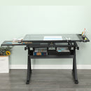 Adjustable Tempered Glass Drafting Printing Table With Chair
