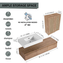 Modern Wall Mounted Bathroom Vanity With Resin Sink And 2 Side Cabinet, Imitative, Construction - Imitative Oak