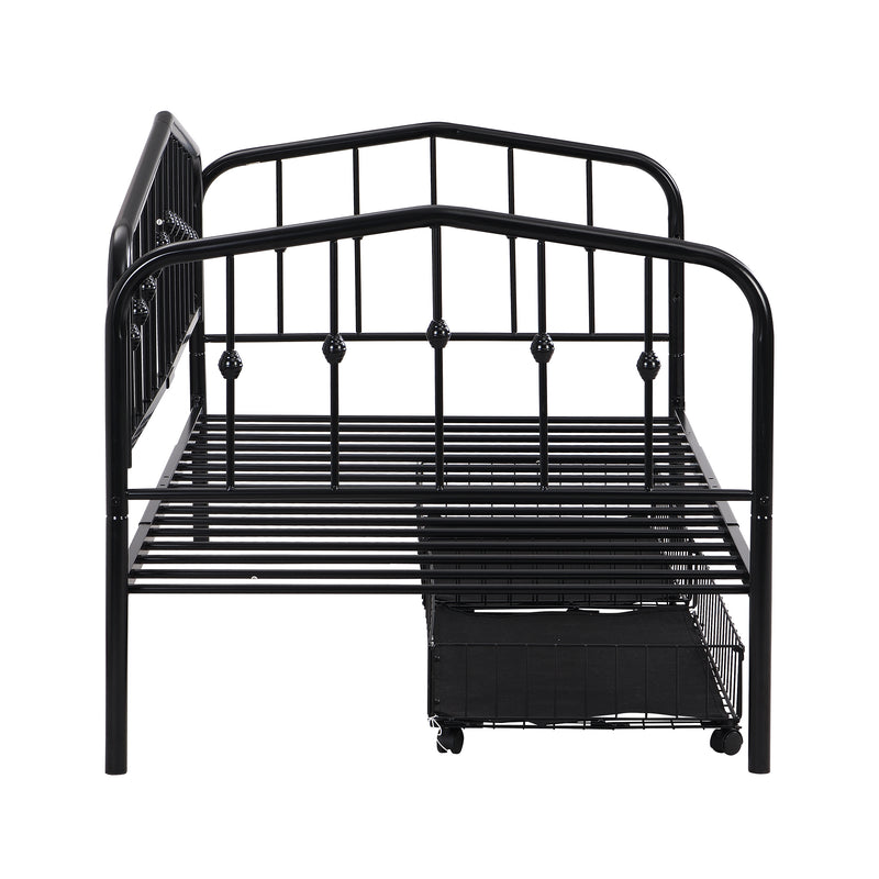 Twin Size Stylish Metal Daybed with 2 Drawers, Black