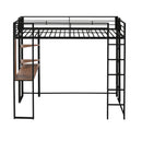 Twin Metal Loft Bed with 2 Shelves and one Desk ,BLACK(Old SKU: MF281206AAB)