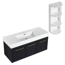 Modern Wall Mounted Bathroom Vanity With Thick Edge Resin Sink And Storage Rack