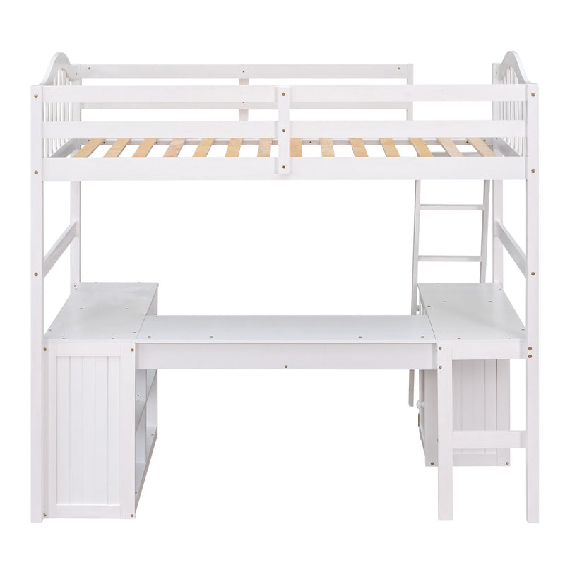 Loft Bed With Drawers, Cabinet, Shelves With Desk