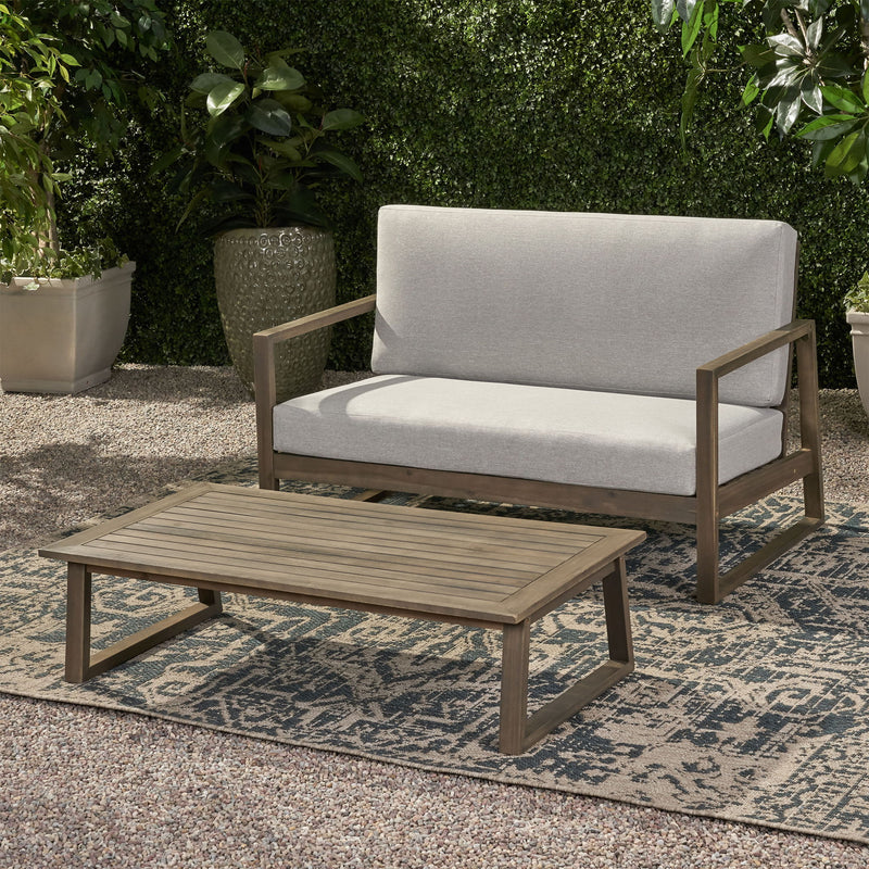 Belgian - Loveseat & Coffee Table Set With Water Resistant Cushions