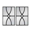 Rectangular Wooden Wall Mirror With Antique Frame, Vertical Or Horizontal Home Decor For Living Room (Set of 2)