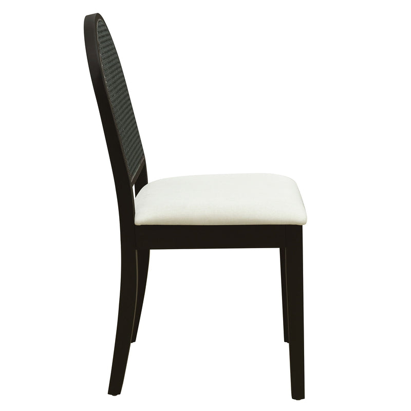 Modern Double Pedestal 6 Piece Dining Table Set, 4 Upholstered Rattan Back Dining Chairs And Bench