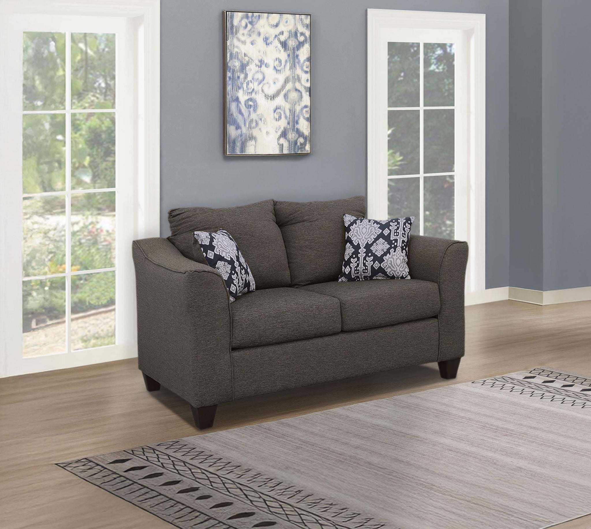 Salizar Upholstered Flared Arm Loveseat Charcoal Grey