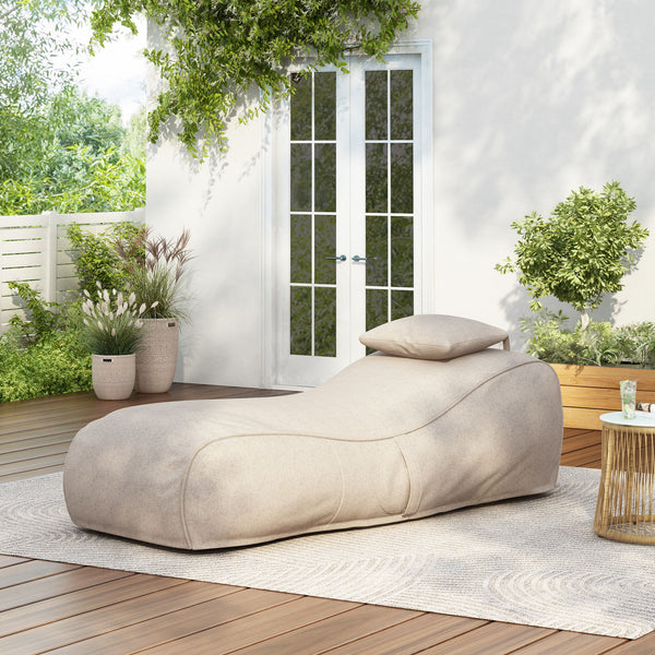 Lemoore - Outdoor Bean Bag Lounge Chair - Dark Beige