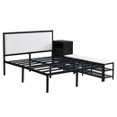 Platform Bed With 2 Tier Storage Shelves, Storage Cabinet