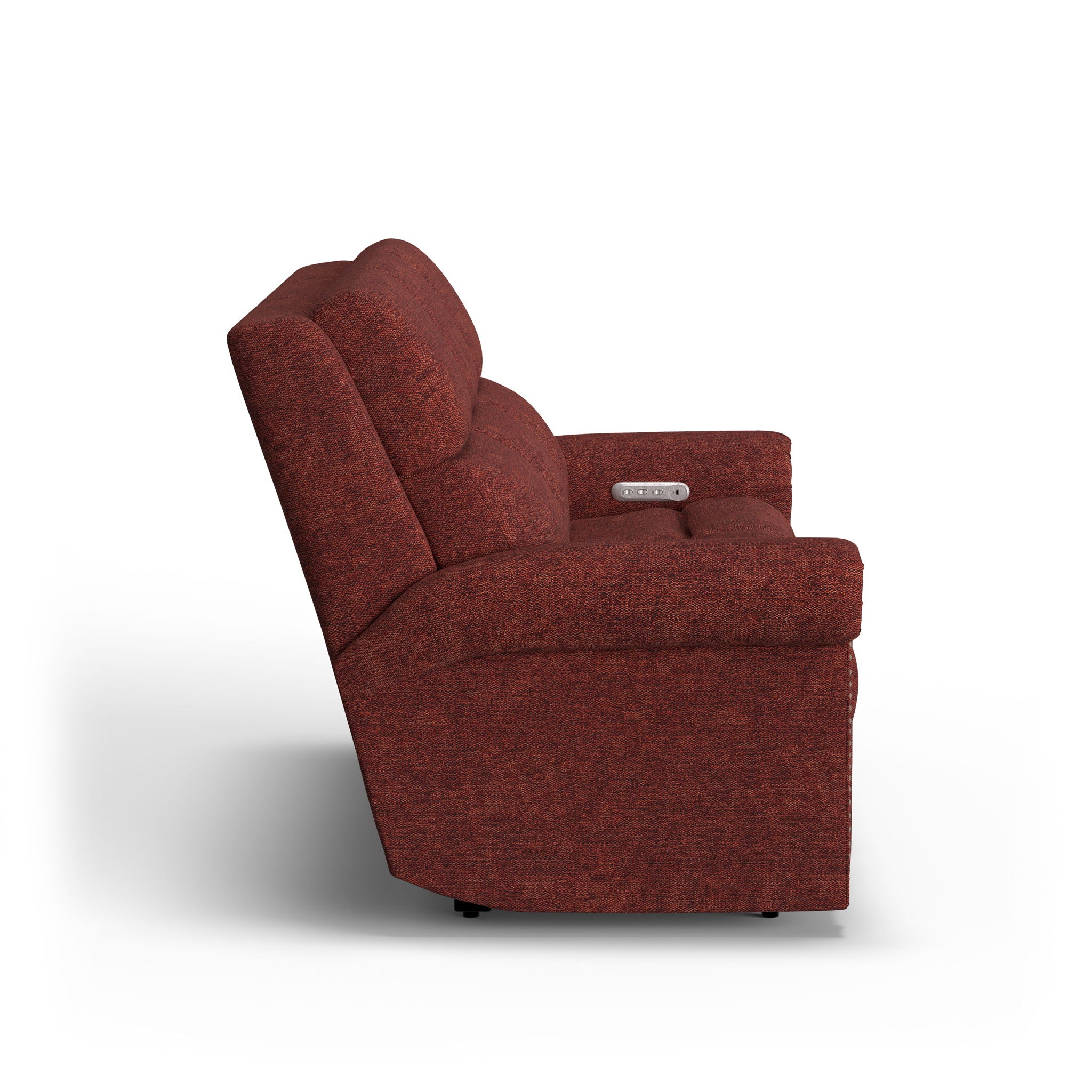 Bernard - Power Reclining Sofa With Console, Power Headrests & Lumbar, Nailhead Trim