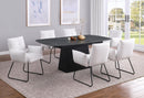 Potero - Faux Marble Extension Leaf Dining Table - Black