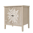 2 Door Carved Storage Cabinet With Adjustable Shelf, Accent Furniture