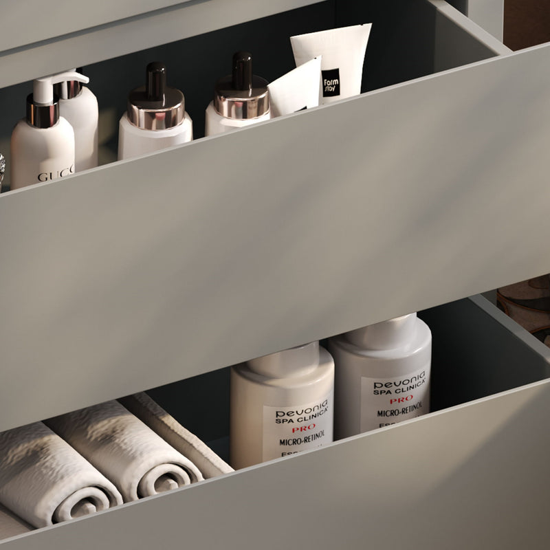 Freestanding Bathroom Vanity With Ceramic Sink, 2 Full Extension Drawers